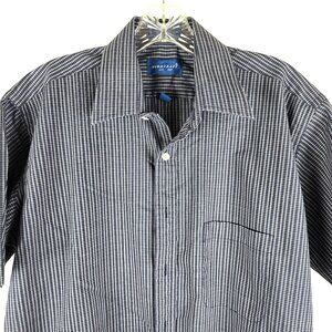 Mens Blue White Short Sleeve Shirt 15.5" Collar Towncraft Button Down    JH1842